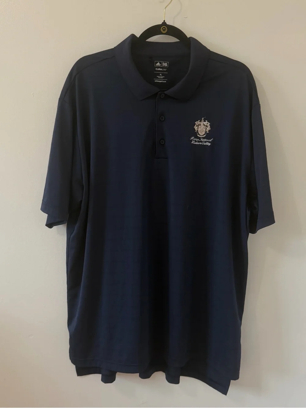 Adidas Navy Blue Golf Polo with Embroidered Trump National Hudson Valley Crest